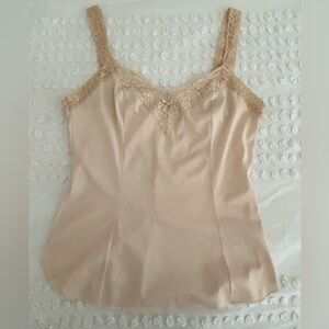 Vintage Olga Camisole Style 925 Cami Lace Trim Straps Beige Nude Size Petite USA
